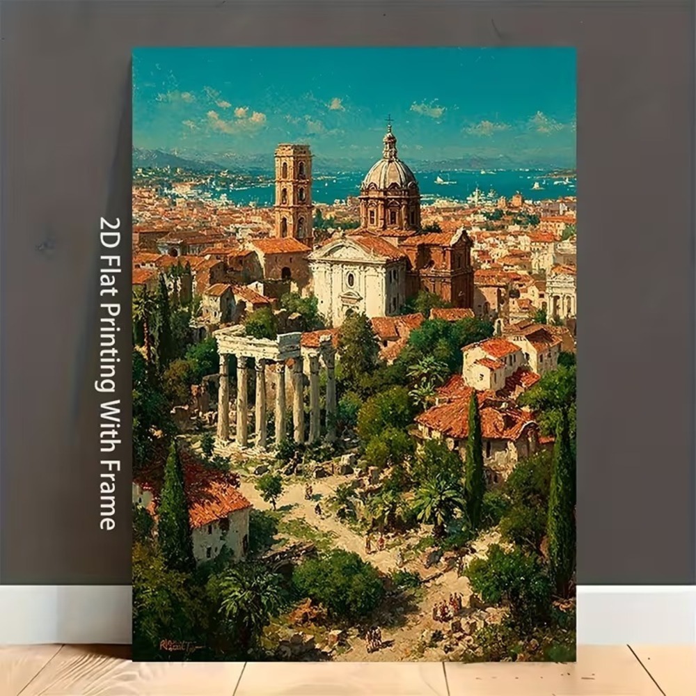 Rome, Italy canvas 16 x 24 wall decor WOODEN FRAME ART